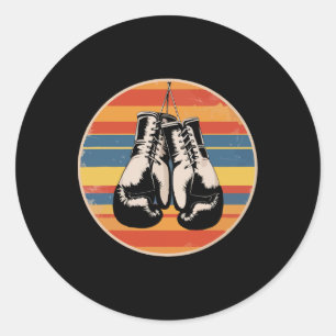 Bokshandschoenen Kickboksen Boksliefhebber Retro B Ronde Sticker