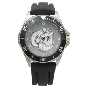 BOKSHANDSCHOENEN MET WITTE CIJFERS HORLOGE