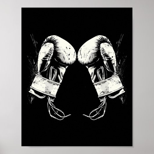 Bokshandschoenen Silhouet Poster (Voorkant)