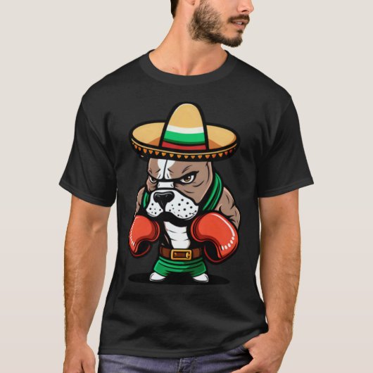 Bokshond Cinco De Mayo Boksen T-shirt (Voorkant)