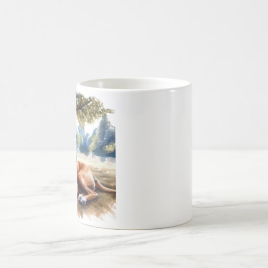 Bokshond in de schaduw Waterverf Art Koffiemok (Center)