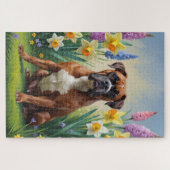 Bokshond Lente Bloemen Schilderij Legpuzzel (Horizontaal)