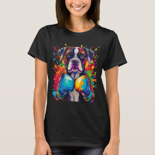 Bokshond Met Bokshandschoenen Kleurensplash T-shirt