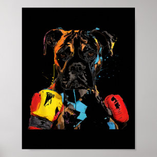 Bokshond Met Bokshandschoenen Mannen Vrouwen Kinde Poster