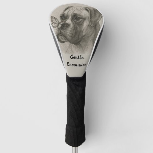 Bokshond met vlinder zachte ontmoeting golfheadcover (Voorkant)