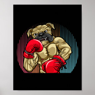 Bokshond met zwaargewicht bokshandschoenen Bulld Poster