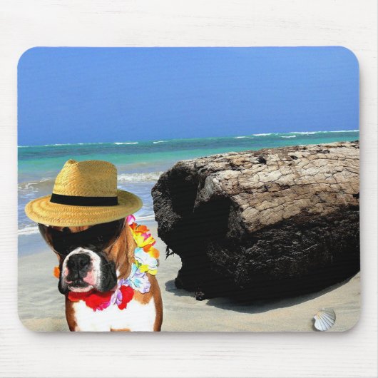 bokshond op het strand mousepad muismat (Voorkant)