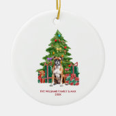 Bokshond Persoonlijke Kerstmis Keramisch Ornament (Voorkant)