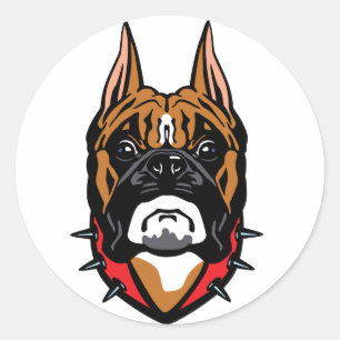 bokshond ronde sticker