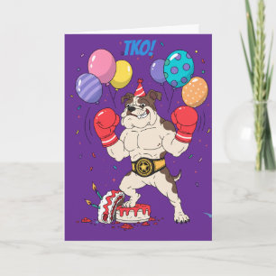 Bokshond TKO Verjaardag Knockout Ontwerp Beschr Kaart