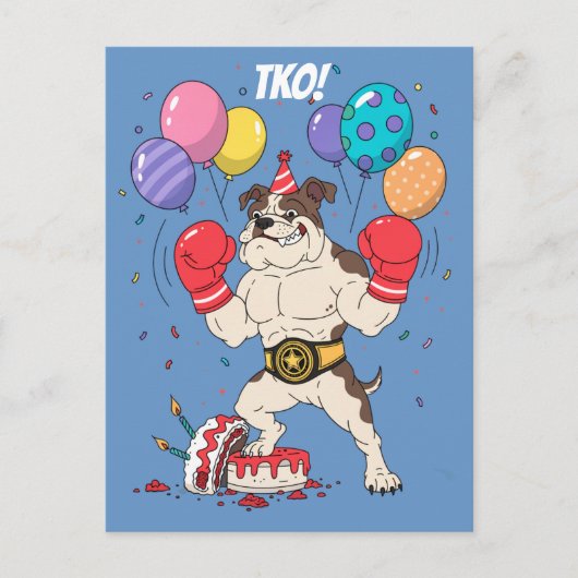 Bokshond TKO Verjaardagsafscheid Kunst Briefkaart (Voorkant)