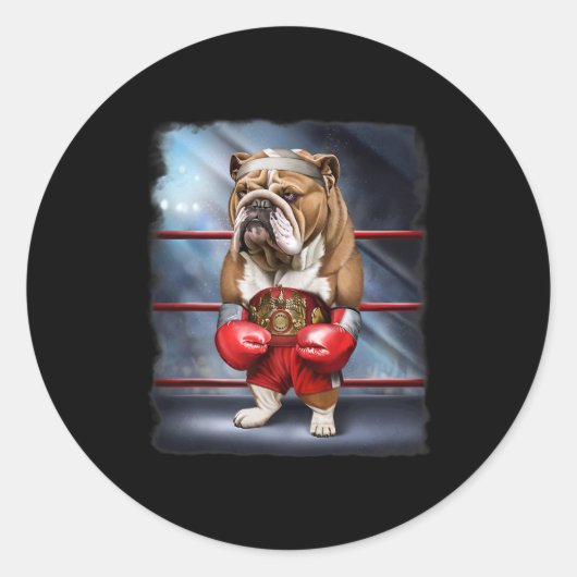 Bokskampioen Engelse Bulldog Fighter Ronde Sticker (Voorkant)