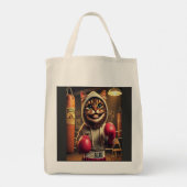 Bokskampioen? - Kat met bokshandschoenen Tote Bag (Achterkant)