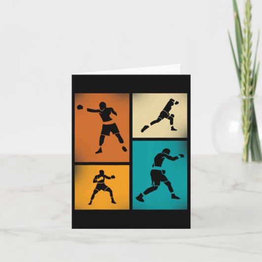Bokskampioen Silhouette Retro Style Art Kaart (Voorkant)