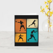 Bokskampioen Silhouette Retro Style Art Kaart (Gele Bloem)
