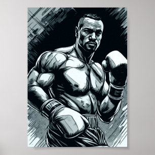 Bokskampioen stijl vechter vechtsporten poster