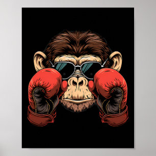 Boksliefhebber Boksaffen Kickboksen Funny Aap Poster