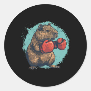 Boksliefhebber Capybyra Bokshandschoenen Kickbokse Ronde Sticker
