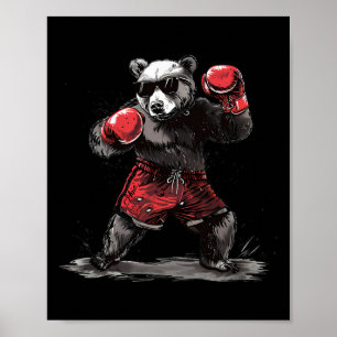 Boksliefhebber met beren Bokshandschoenen Kickboks Poster