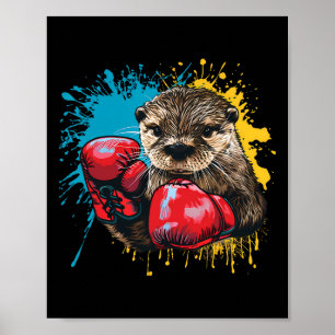 Boksliefhebber van otters Bokshandschoenen Kickbok Poster