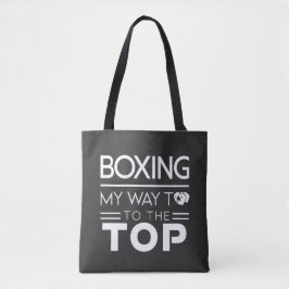 Boksmotivatie citaat vet minimale typografie tote bag