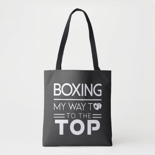 Boksmotivatie citaat vet minimale typografie tote bag (Voorkant)