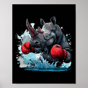 Boksneushoorn Bokshandschoenen Kickboksen Grappige Poster