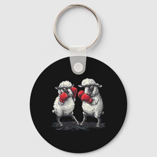 Boksschaap met boks handschoenen Kickboksen Funny Sleutelhanger (Voorkant)
