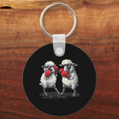 Boksschaap met boks handschoenen Kickboksen Funny Sleutelhanger (Voorkant)