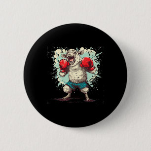 Boksschaap met bokshandschoenen Kickboksen Funny B Ronde Button 5,7 Cm