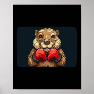 Bokssymbool van bever voor een sterke en zelfverze poster