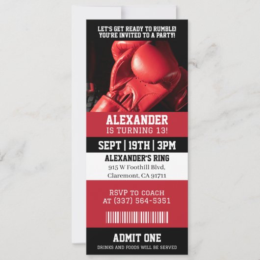 Boksticket Verjaardagsfeestje Kaart (Voorkant)