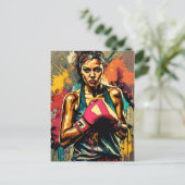 Boksvrouw Modern Fighter Martial Arts Portret Briefkaart (Staand voorkant)