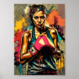 Boksvrouw Modern Fighter Martial Arts Portret Poster