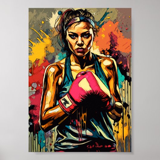 Boksvrouw Modern Fighter Martial Arts Portret Poster (Voorkant)