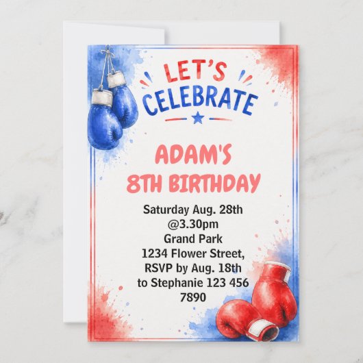 Bokswed Invitatie Waterverf Kaart (Voorkant)