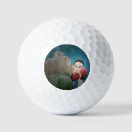 Bokswedstrijd tussen twee mannen golfballen