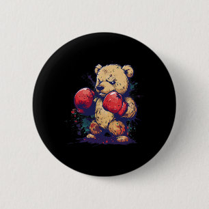 Bokswinkelbeer Met Bokshandschoenen Kickboksen Fun Ronde Button 5,7 Cm