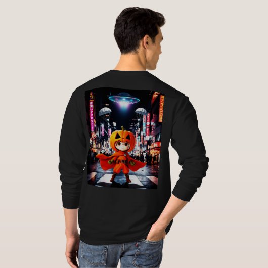 Bokuchander UFO design Long sleeves T-Shirt (Achterkant volledig)