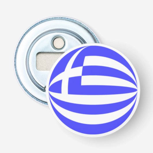 Bol van Griekse vlag Button Flesopener (Voorkant)