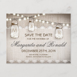 bolap en mason jar slaan datumkaarten op save the date