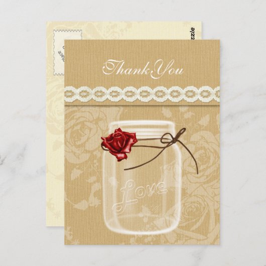bolap en rode rozenmoer jar bedankt briefkaart (Voorkant / Achterkant)
