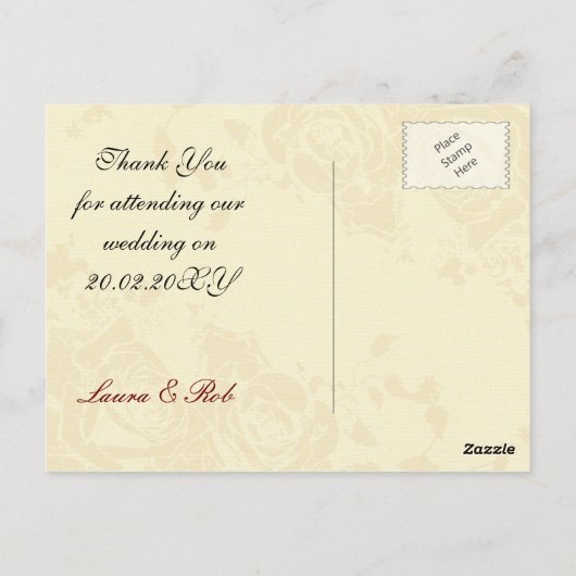 bolap en rode rozenmoer jar bedankt briefkaart (Achterkant)