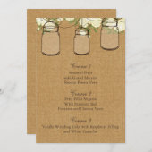 bolap ivoor rozen mason jar bruiloft menu (Voorkant / Achterkant)