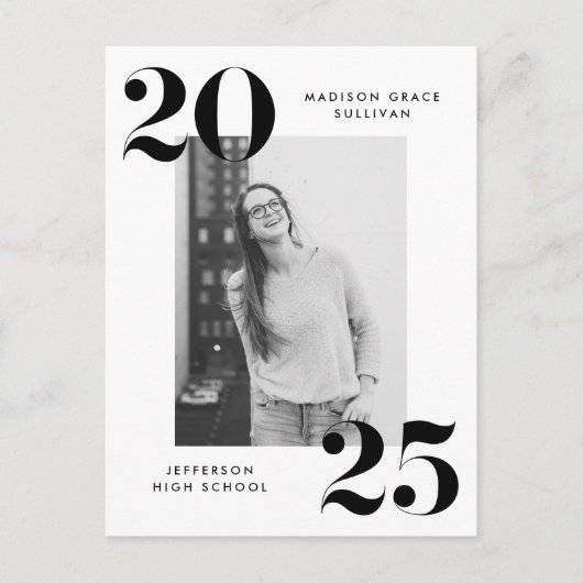 Bold 2022 Black Lettering Photo Graduation Party Uitnodiging Briefkaart (Voorkant)