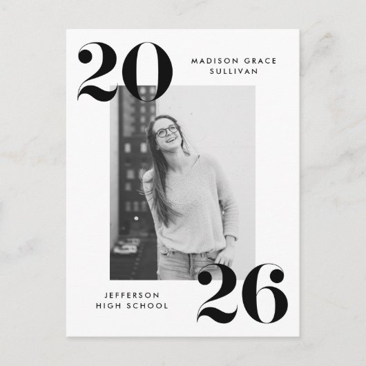 Bold 2022 Black Lettering Photo Graduation Party Uitnodiging Briefkaart (Voorkant)