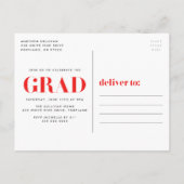 Bold 2022 Red Lettering Photo Graduation Party Uitnodiging Briefkaart (Achterkant)