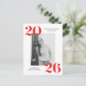 Bold 2022 Red Lettering Photo Graduation Party Uitnodiging Briefkaart (Staand voorkant)