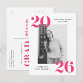 Bold 2022 roze briefingfotograaf uitnodiging briefkaart (Voorkant / Achterkant)