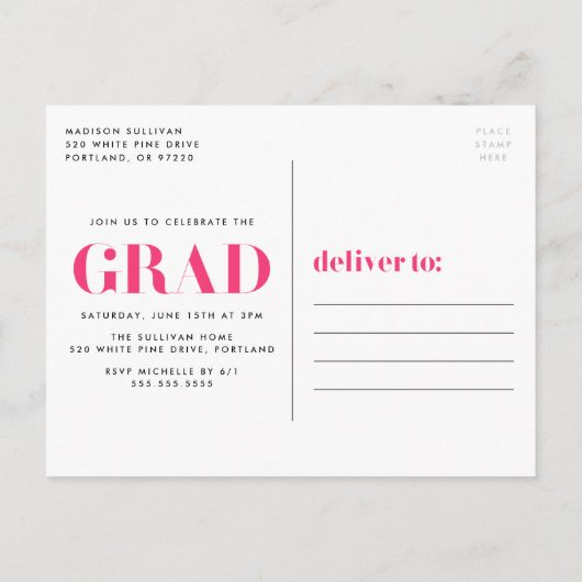 Bold 2022 roze briefingfotograaf uitnodiging briefkaart (Achterkant)